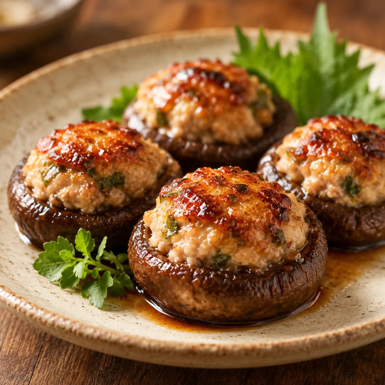旭日ファームのしいたけを使った肉詰め